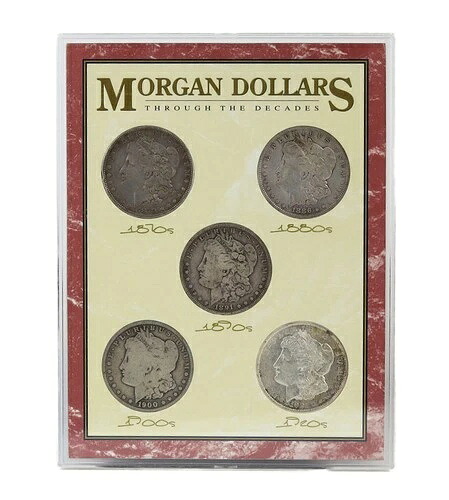 1879年から1921年までのモルガン・ダラー5枚セット（プラスチックホルダー入り）
