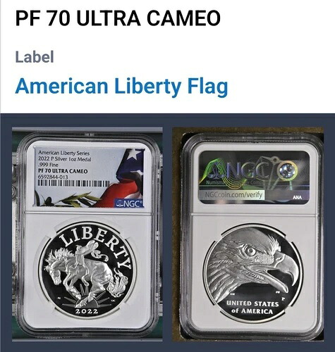 2022 P 1オンス NGC PF70 ウルトラカメオ アメリカン リバティイーグル シルバーメダル ブロンコ