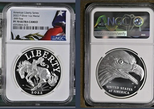 2022 P 1オンス NGC PF70 ウルトラカメオ アメリカンリバティシルバーメダル 44-023