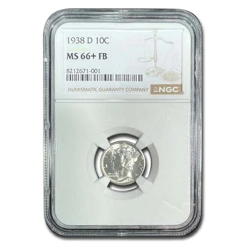 1938-D マーキュリーダイム MS-66+ NGC (FB)