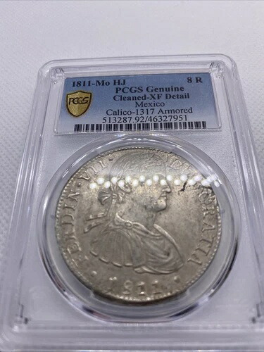 1811年 Mo HJ メキシコ 8レアル 装甲胸像 大型銀貨 PCGS XF 詳細 #7951