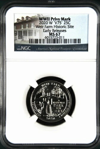 2020 W ‘V75’ 25セント ER NGC MS 67 ウィアーファーム史跡 第二次世界大戦 枢密院印