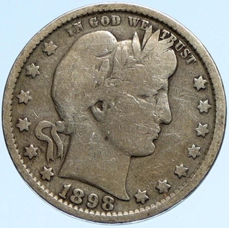 1898年 P アメリカ合衆国 シルバー リバティ バーバー クォータードル コイン イーグル i98352｜WORLD RESOURCE【KING店】