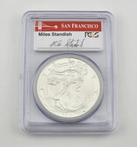 2014-(S) シルバーイーグル PCGS MS70 マイルズ・スタンディッシュ シグネチャーラベル ファーストストライク 207,900円