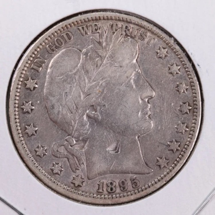 1895年製バーバーシルバーハーフドル、非常に良好な状態、流通コイン、ストア番号HR145｜WORLD RESOURCE【KING店】