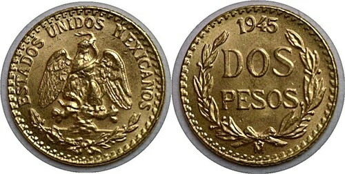 楽天市場】メキシコ 2ペソ金貨 1945年 イーグル ドス金貨 【中古