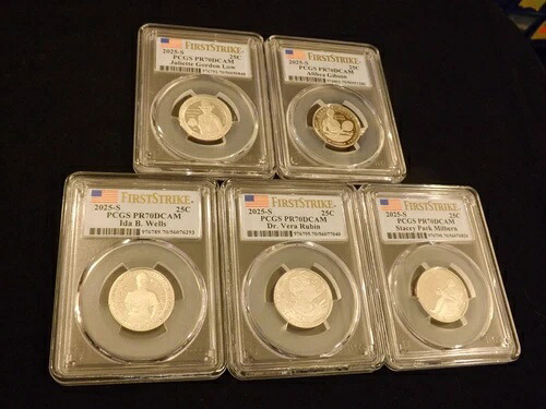 2025-S 25 C 5枚入りクォーターコインセット ファーストストライク PCGS PR 70