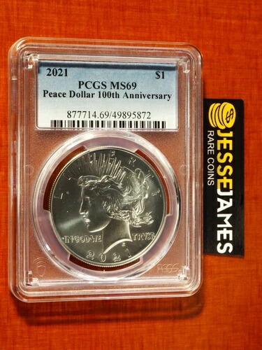 2021年 1ドル銀貨 ピースドル PCGS MS69 クラシックブルーラベル（フィラデルフィア）
