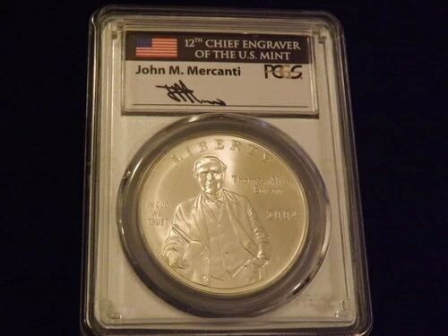 2004-P $1 エジソン メルカンティ ラベル PCGS MS 70