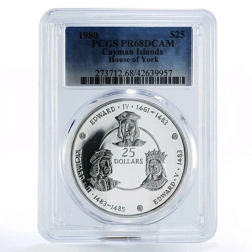 ケイマン諸島 25ドル ヨーク家 PR68 PCGS 銀貨 1980年