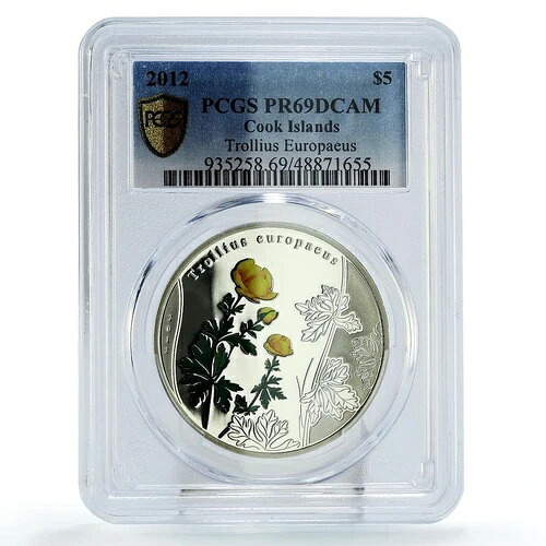 クック諸島 5ドル Trollius Europaeus 花模様 PR69 PCGS 銀貨 2012年
