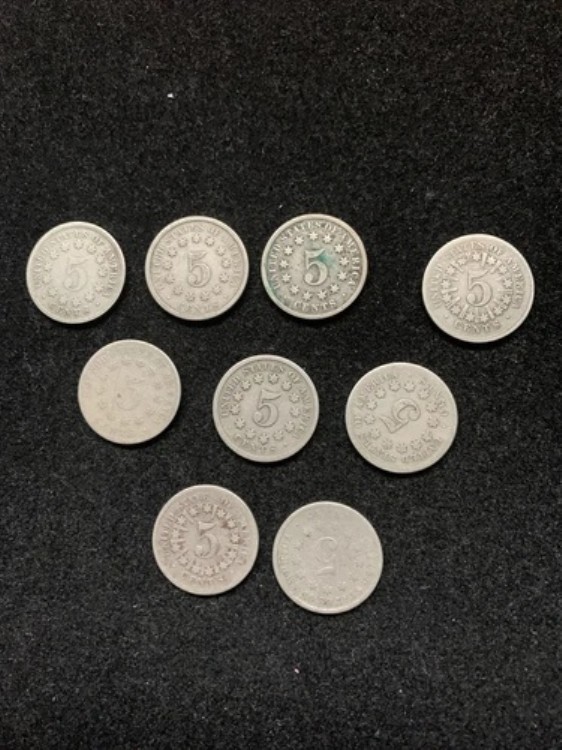 9ピースシールドニッケル 1866-1882