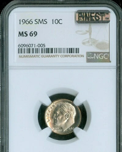 1966年 ルーズベルト ダイム NGC MS69 SMS MAC 最高グレード＆スポットレス