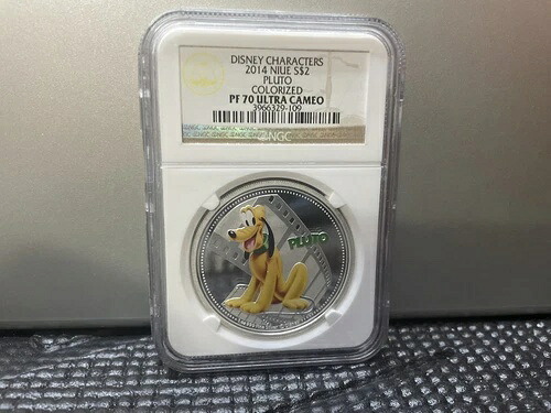 2014年 ニウエ シルバー 2ドル プルート ディズニーキャラクター カラーコイン NGC PF 70 UC
