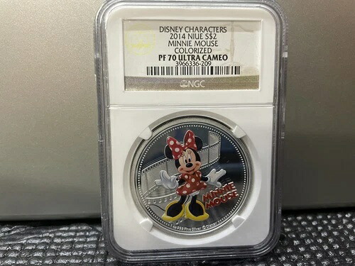 2014年 ニウエ 2ドル銀貨 ミニーマウス ディズニーキャラクター カラーコイン NGC PF 70 UC