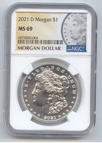 2021-D モルガン銀貨、NGC MS-69