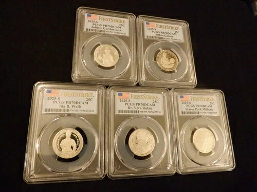 2025-S 25 C 5枚入りクォーターコインセット ファーストストライク PCGS PR 70