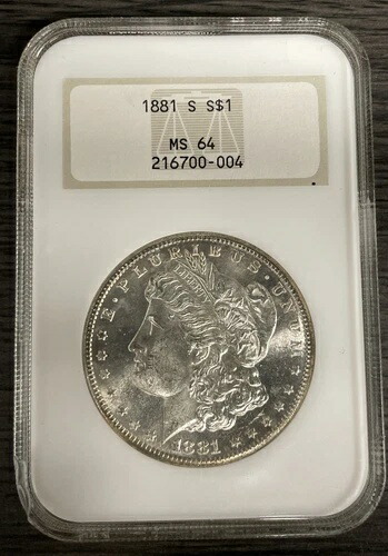 1881年 S モーガン銀貨 $1 NGC MS64 *旧ケース* BX3-15