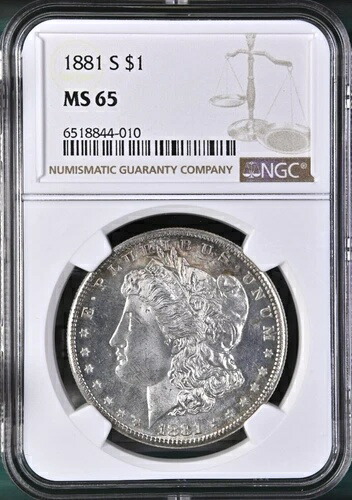 1881-S MS65 モーガン シルバー ダラー シルバー コイン NGC ミント ステート 65 未流通!