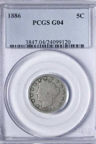 1886年 リバティV ニッケル PCGS G4 G04 キーデート！ICEJ