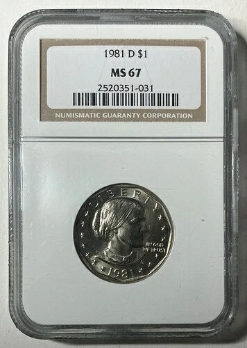 1981 D $1 スーザン B. アンソニー ドル NGC MS67 SBA