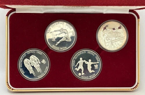 1988年ソウルオリンピック プルーフ銀貨セット - 10,000ウォン硬貨4枚