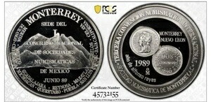 1989年 Mo Mexico 3位 Numismatic Conv. シルバーメダル PCGS SP69 Top Pop! 107,690円