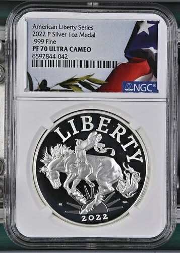 2022 P アメリカン リバティ シルバー 1 オンス メダル NGC PF70 UCAM フラッグ ラベル!