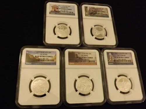 2011-S 25C 5枚セット シルバー NGC PF 70