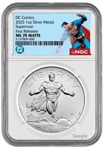 2025年プレセール シルバーメダル スーパーマン DCコミックス 1オンス NGC MS70 FR ファーストリリース