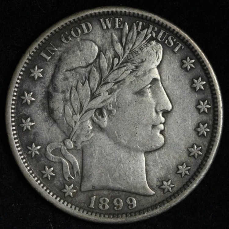 1899年バーバーシルバーハーフドル XF E285 KACNM