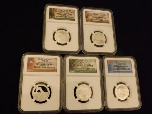 2014-S 25C 5枚セット シルバー NGC PF 70
