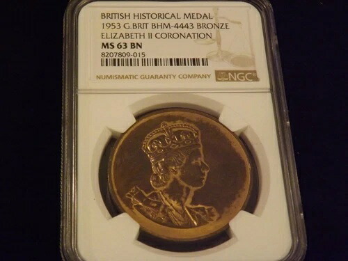 1953年 エリザベス2世女王銅メダル NGC MS 63 BN
