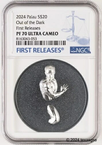 2024年パラオ銀貨 3オンス 20ドル アウト・オブ・ザ・ダーク NGC PF70 初版