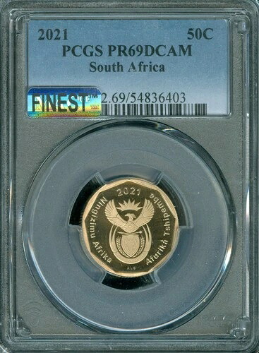 2021年 南アフリカ 50セント PCGS PR69 DCAM MAC FINEST SPOTLESS 3,000枚鋳造。