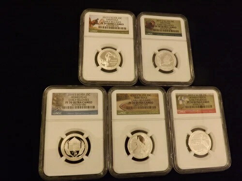 2015-S 25C 5枚セット シルバー NGC PF 70 107,690円