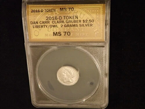 2016-D シルバー クラーク・グルーバー $2.50 ダニエル・カー トークン ANACS MS 70