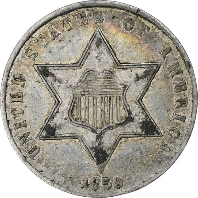 [#1285831] アメリカ合衆国、3セント、1859年、フィラデルフィア、銀、VF、KM:88