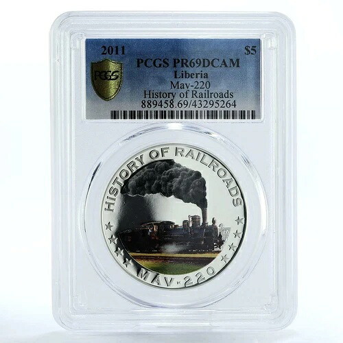 リベリア 5ドル MAV-220 鉄道 PR69 PCGS 銀貨 2011年