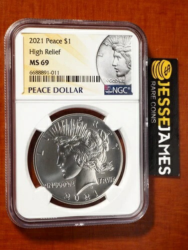 2021年 1ドル銀貨 平和ドル NGC MS69 高浮き彫り