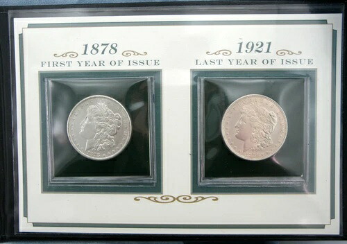 1878-S & 1921-P 最初で最後のモルガン銀貨セット - BU