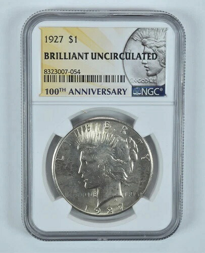 1927年ピースシルバーダラー BU NGC100周年記念ラベル|WORLD RESOURCE【KING店】