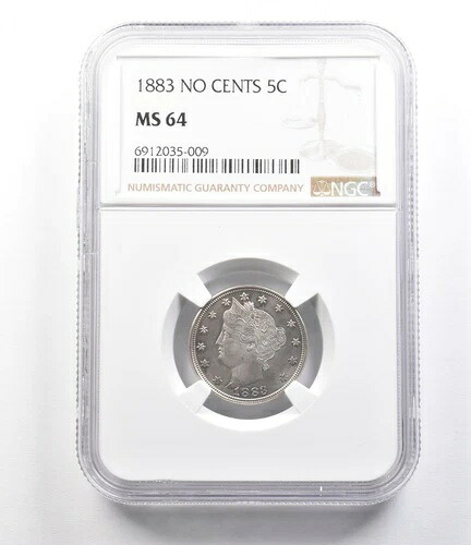 1883年 リバティVニッケル セントなし MS64 NGC *2599|WORLD RESOURCE【KING店】