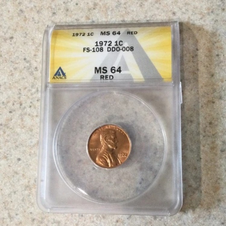 1972年 ダブルダイ 表面 #8 (FS-108) リンカーンセント - ANACS MS-64 レッド|WORLD RESOURCE【KING店】
