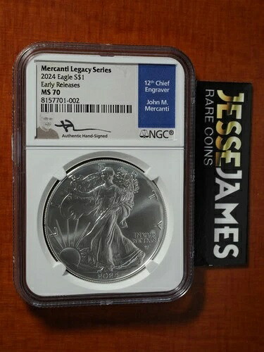 2024 シルバーイーグル NGC MS70 マーカンティ サイン入り 早期リリース レガシーシリーズ ラベル