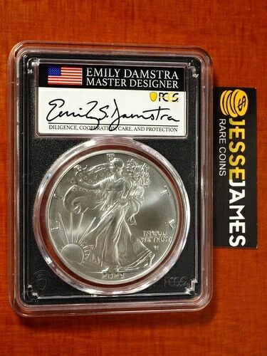 2023 シルバーイーグル PCGS MS70 フラッグ エミリー・ダムストラ サイン入り 発行初日 FDI