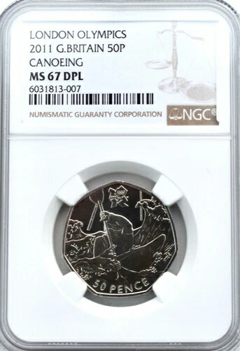 2011年オリンピック カヌー 50ペンス ロイヤルミント 50ペンス MS67 DPL NGC 英国トップポップ