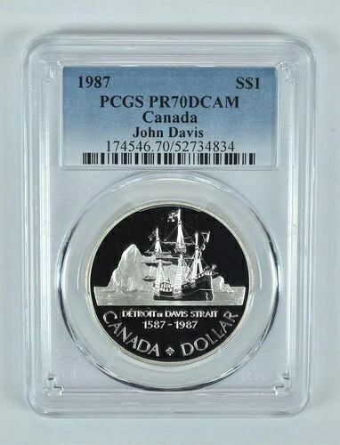 1987年カナダ1ドル銀貨 ジョン・デイビス PR70 DCAM PCGS｜WORLD RESOURCE【KING店】 98,010円