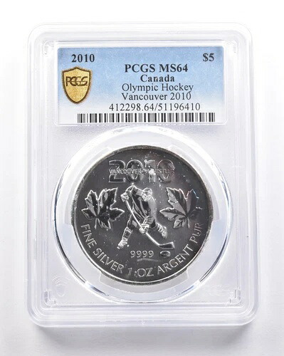 2010年 カナダ 5ドル銀貨 バンクーバーオリンピック ホッケー MS64 PCGS 美品 *5370|WORLD RESOURCE【KING店】
