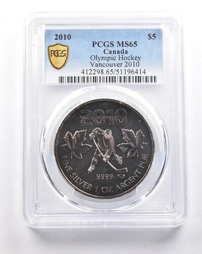 2010年 カナダ 5ドル銀貨 バンクーバーオリンピック ホッケー MS65 PCGS 美品 *5373｜WORLD RESOURCE【KING店】